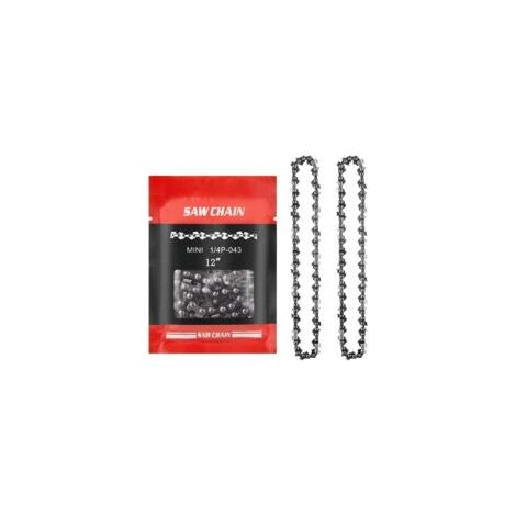 2pcs chaînes de remplacement pour 12 pouces mini tronçonneuse electrique, chaine tronconneuse 45 maillons d'entraînement, Pas de 3/8",