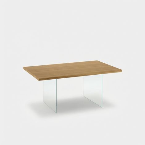 Table à manger design en verre et chêne 6 places 160x90 Forest - Chêne (1/4)