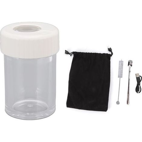 Pot de vision grossissant multifonction étanche avec lampe LED, bocal de rangement en verre blanc pour maison et voyage (1/5)