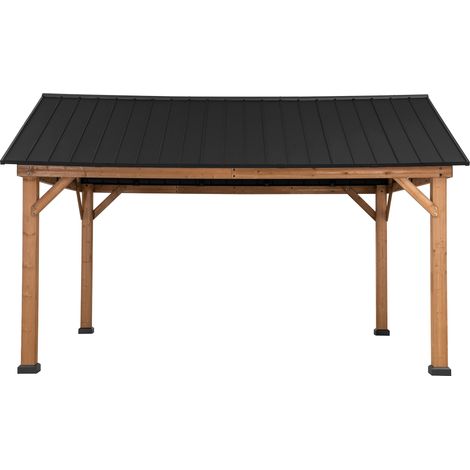 Cenador de madera de cedro TÖDI - 336cm x 400cm, antracita (1/5)