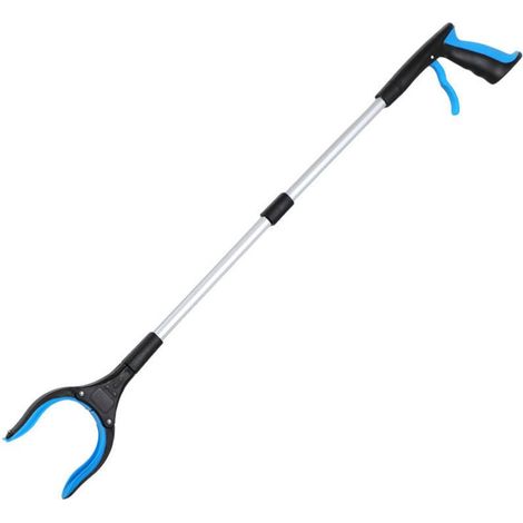 Outil de ramassage. pince télescopique en aluminium de 82 cm avec tête pivotante à 360°. poignée ergonomique et embout magnétique. pour la collecte des déchets (bleu) (1/5)