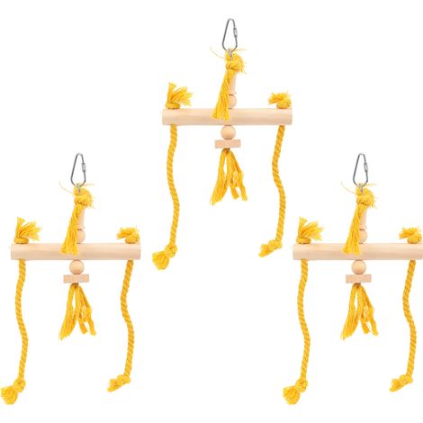 Lot de 3 jouets d'équilibre en corde de coton pour perruches, perroquets, calopsittes, aras et pinsons (1/5)