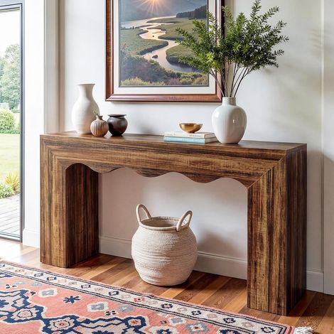 Tribesigns 63" Farmhouse Console Table, Wooden Couch Table Behind Sofa with Storage, Long Entryway Sofa Station, Narrow Console Stand with Base, Hallway Stand for Entryway, Living Room