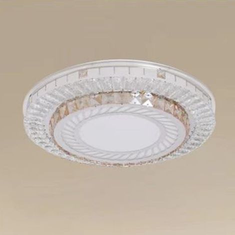 TRADE SHOP - Plafoniera Da Soffitto 45w ø40cm Led Design A Strati Con Cristalli Luce Fredda 66966 -
