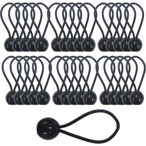 30pcs Tendeur Elastique avec Boule, Sandow Elastique, Tendeur Bache pour Bannière, Pavillon, Bâche, Camping, Tente, Rideaux Ha (1/4)