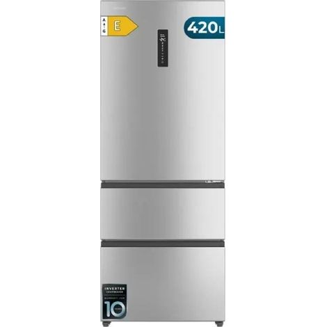 Cecotec Frigorífico Puerta Francesa Total No Frost Bolero CoolMarket FD 420 Inox E, Extra Capacidad Max 420L, 186 X 70 cm