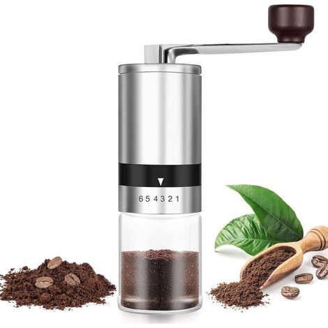 Manual coffee grinder, adjustable to 6 levels, adjustable hand grinder with ceramic burr, suitable for home, office or travel - Fei Yu (1/5)