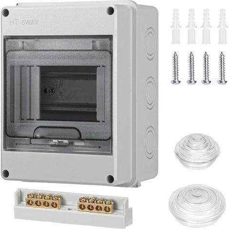 Coffret Electrique Etanche,IP65 avec 1 rangée de 5 modules,tableau electrique,boitier etanche electrique exterieur,pour les jardins ou les espaces extérieurs, les bornes de recharge (1/4)