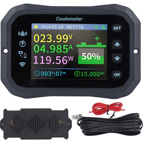 Batteriemonitor mit WLAN-Fernbedienung, 10-100 V 400 A, Kapazitäts- und Spannungsanzeige für Wohnmobile (1/5)