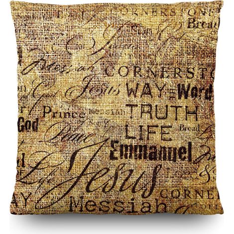 Coussin doré avec écriture - 45 cm x 45 cm (1/5)