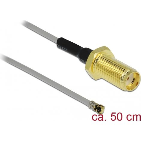 HF Antennenkabel SMA Buchse zum Einbau zu MHFÂ® 4L Stecker 1.37 50 cm GewindelÃ¤nge 10 mm Delock