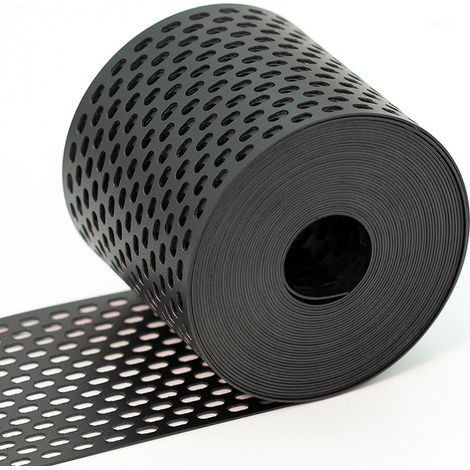 Grille de protection contre les oiseaux 100mm x 5m Noir - Grille d'égout de toit et bande de ventilation contre oiseaux et pigeons, résistant aux intempéries, montage facile (1/4)
