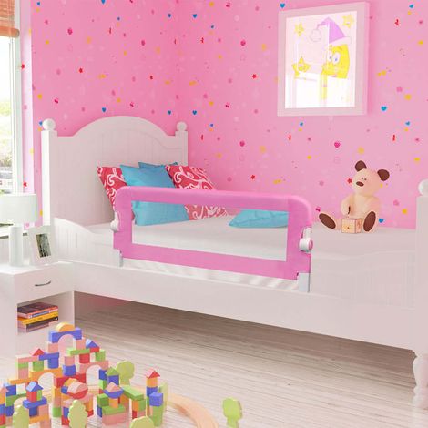 Barrière de lit enfant rabattable en polyester rose 120 x 40,5 x 42 cm - PANGIVO (1/5)