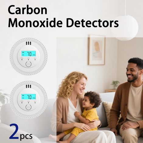 Détecteur de monoxyde de carbone, alimenté par piles, avec écran LCD, détecteur de fumée et alarme sonore. (1/5)