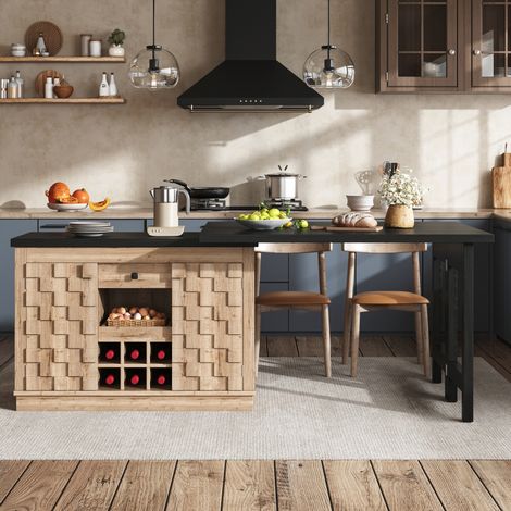Mobile cucina girevole 120-197 cm con contenitori e portabottiglie DESVIAE (1/5)