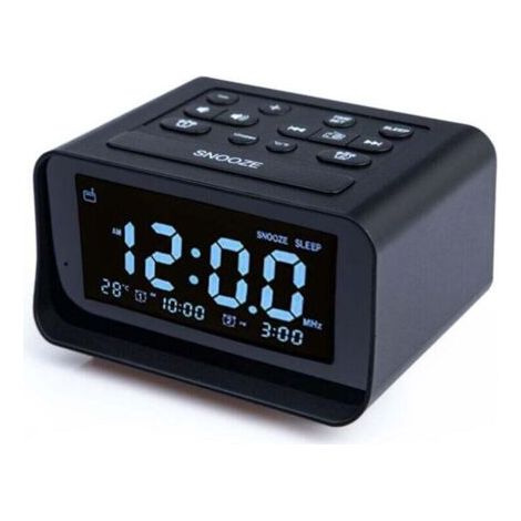 Radio-réveil numérique avec double chargeur USB pour chambre à coucher, volume d'alarme et luminosité réglables (noir) (1/4)