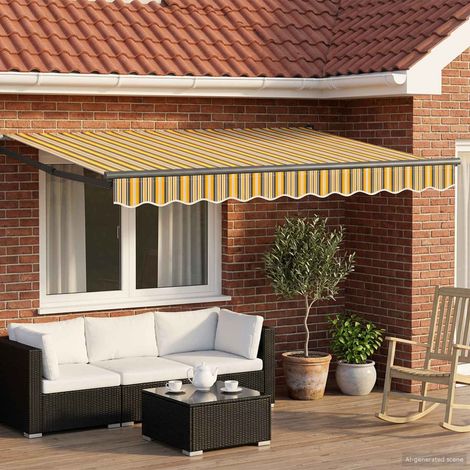 Toldo Retráctil Eléctrico Amarillo y Gris 3,5 x 2,5 m