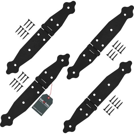 KOTARBAU® Set di 4 nastri per porta, 100 x 150 x 35 mm, in acciaio verniciato a polvere, colore nero, cerniera per finestra, porta da giardino, cerniera (1/5)