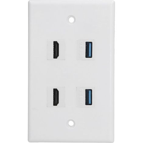 Panneau De Sortie Murale - 2 Interfaces Hd - 2 Ports Usb 3 0 - Pour Installation Murale Sans Soudure - 1 Unite (1/5)