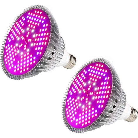 Lot de 2 ampoules LED horticoles 100 W, spectre complet, pour la culture de plantes d'intérieur, serres et hydroponie, culot E26/E27.-AquaForge (1/3)
