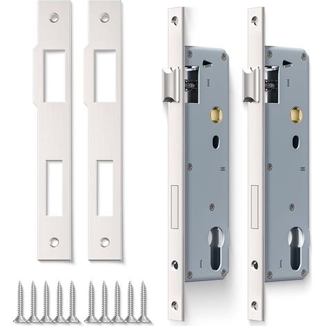 2 Pcs Serrure À Mortaiser 9240 En Acier Inoxydable, 92MM Centre 40MM Backset Corps De Serrure, Satin Nickel Frame Door Lock Pour Portes Intérieures Et Extérieures (1/5)