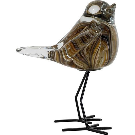 Décoration verre moineau Serin marron 7x16x12cm (1/3)