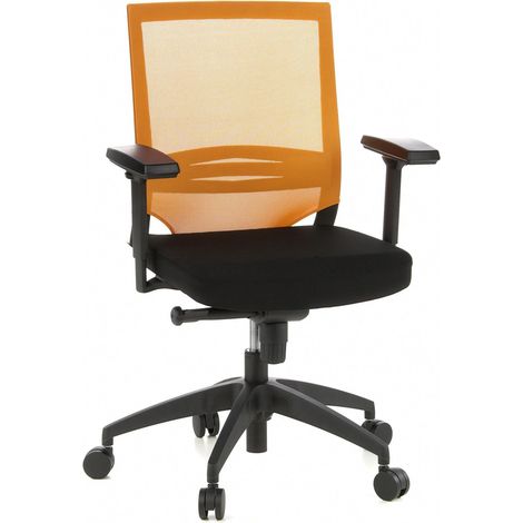 Chaise de Bureau Porto Base Tissu/Filet Orange Chaise pivotante Ergonomique, accoudoirs (1/5)