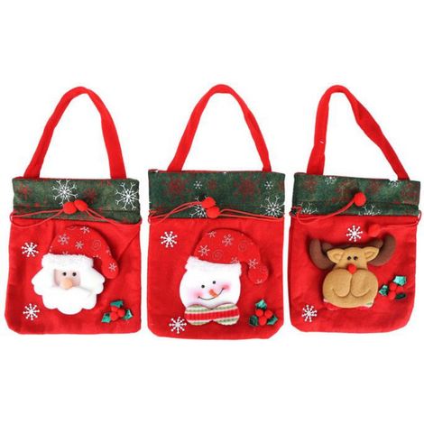 Sac Cadeau De Noël À Cordon - 3 Pièces - Pour Emballage Cadeau Fête Maison Décoration De Table (1/5)