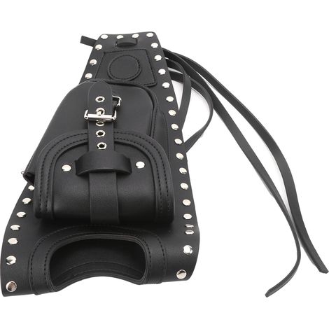 Sacoche de réservoir moto, coussin de protection en cuir synthétique noir, compatible XLX1000 XL1200X XLH883 (1/5)