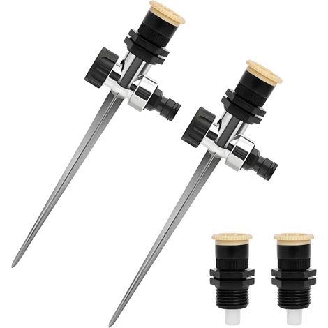 Gartensprenger, Bewässerungssprenger, Erdspeier, Set mit 4 Kreisbogensprengern + 2 Metallspießen, einstellbarer Bewässerungsbereich von 0 bis 360 Grad (1/5)
