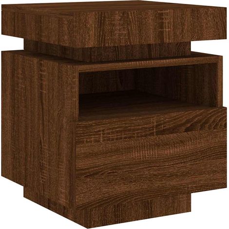vidaXL Comodino con Luci LED Rovere Marrone 40x39x48,5 cm (1/5)