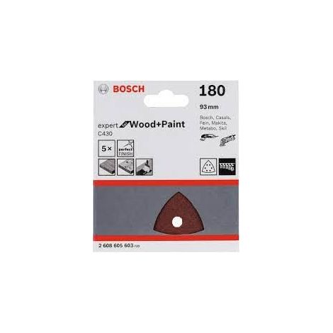 2608605603 - Carta abrasiva C430 ,confezione da 5pz, P180 , EXPERT for LEGNO+VERNICE, 93mm