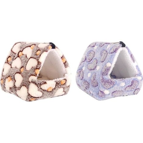 Small Animal Hanging House, 2 Pack Cozy Hamster Small Cotton Nest Winter Hanging Bed Warm Sleeping Mat for Guinea Pigs Hedgehogs Gerbils Chinchillas Squirrels Guinea Pigs 14 x 12 cm