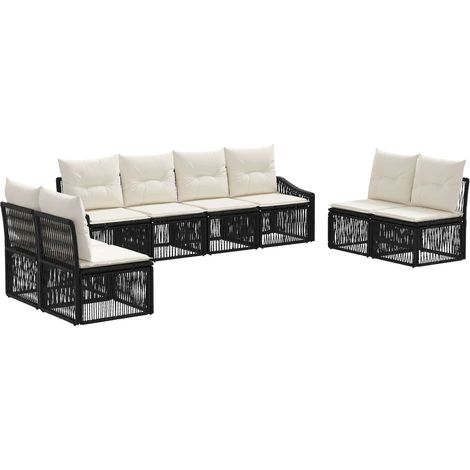 Gartensofa-set 8 pcs Schwarz Poly-Rattan vidaXL