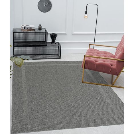 Tapis Intérieur Et Extérieur Balcon Terrasse Tapis Cuisine, Toile Plate, 240x340 cm, Anthracite (1/5)