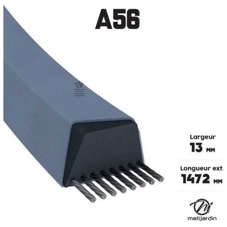 Courroie tondeuse A56 trapézoïdale  13 x 1472 mm (1/4)