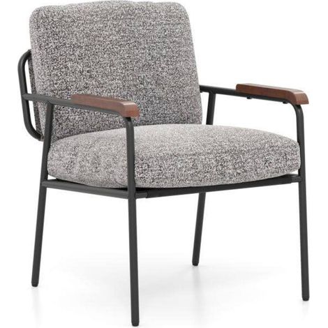 Design Lin et Métal Fauteuil de Salon avec Coussin Ergonomique et Assise Large pour Séjour et Bureau Gris (1/5)