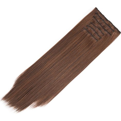 Lot de 6 extensions de cheveux à clips, longues et lisses, pour usage quotidien, en soie mate résistante à la température, 4,2 m, 30 (1/5)
