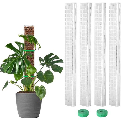 Lot de 4 piquets Monstera 60 cm, Poteaux D en plastique pour plantes grimpantes avec sphaigne (1/5)