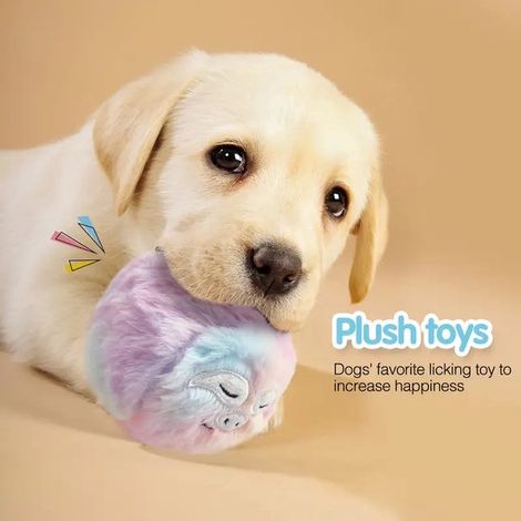 Jouet en peluche couineur pour chien - Balle - Balle câline en TPR durable et polaire douce - Balle rebondissante en peluche avec couineur pour chiens de races moyennes (1/5)
