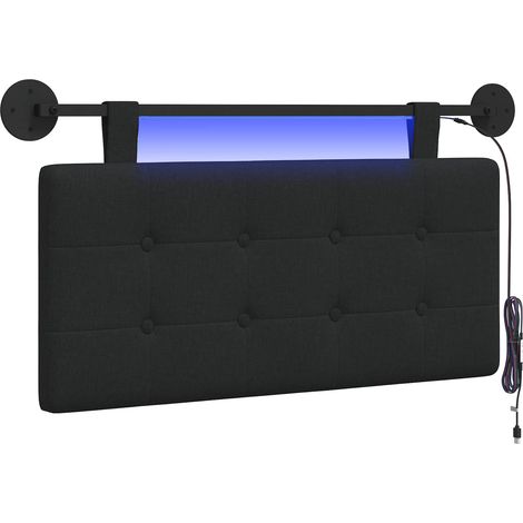 Cabecero colgante Con luz LED Negro Tela vidaXL (1/5)