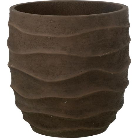 Cache-Pot Déco en Ciment "Roca" 34cm Marron (1/2)