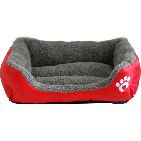 Cage pour chien toutes saisons rouge S, niche carrée, panier Teddy Poméranien, coussin en coton PP pour animaux (1/5)