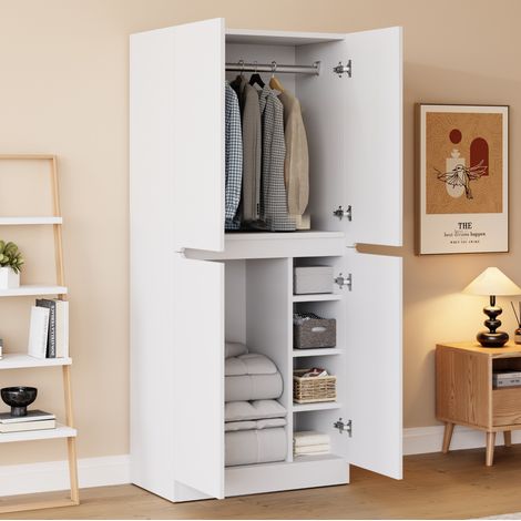 CHICFURN Armario ropero 70x40x170 cm blanco, 2 puertas con barra y almacenaje (1/5)