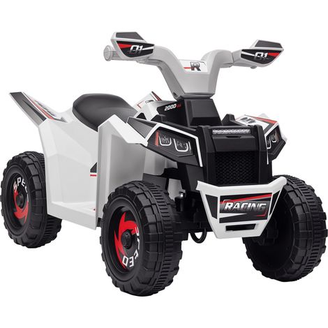 HOMCOM quad eléctrico para niños 6V, quad para niños de 18-36 meses con avance y retroceso, velocidad de 2,5 km/h, blanco