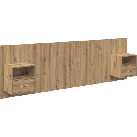 Tête de lit avec armoire avec tiroir 3 pcs Chêne artisanal vidaXL