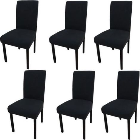 Housse de chaise - Noname - Lot de 6 - Extensible - Lavable - Moderne - Noir (1/4)