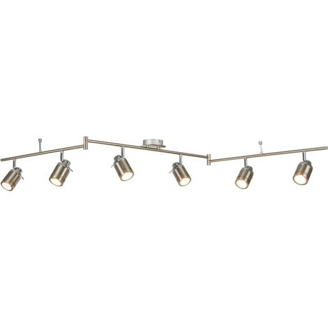 Plafoniera Contemporanea Sansone Acciaio Argento Policarbonato Cromo 6 Luci Gu10
