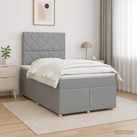 vidaXL Cama box spring con colchón Gris Claro 120 x 200 cm Tela (1/5)