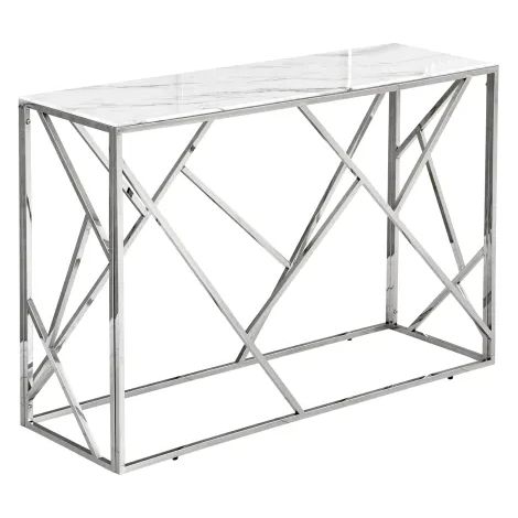 table Console GEOMAG Inox verre Marbre Blanc 120x40x78 cm (1/3)